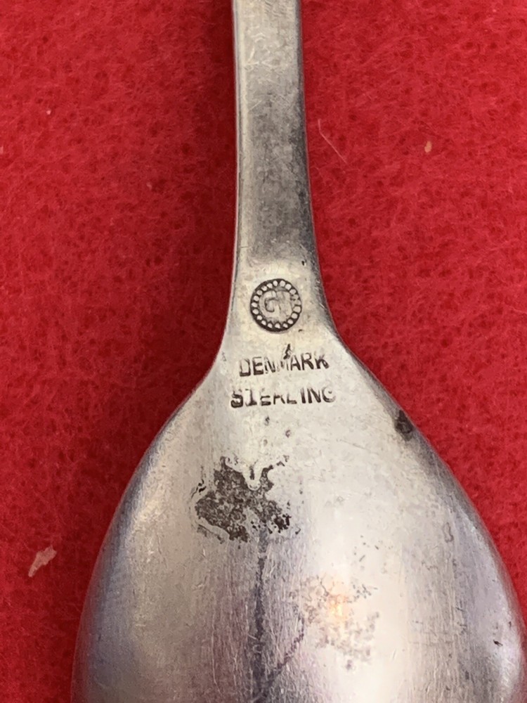 Sterling Silver Georg Jensen Denmark Rope Pattern Egg Preserve Condiment Spoon