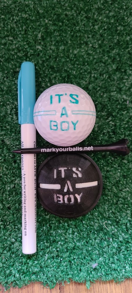 Personalized Golf Ball Stencil - Custom Initials between Alignment lines.