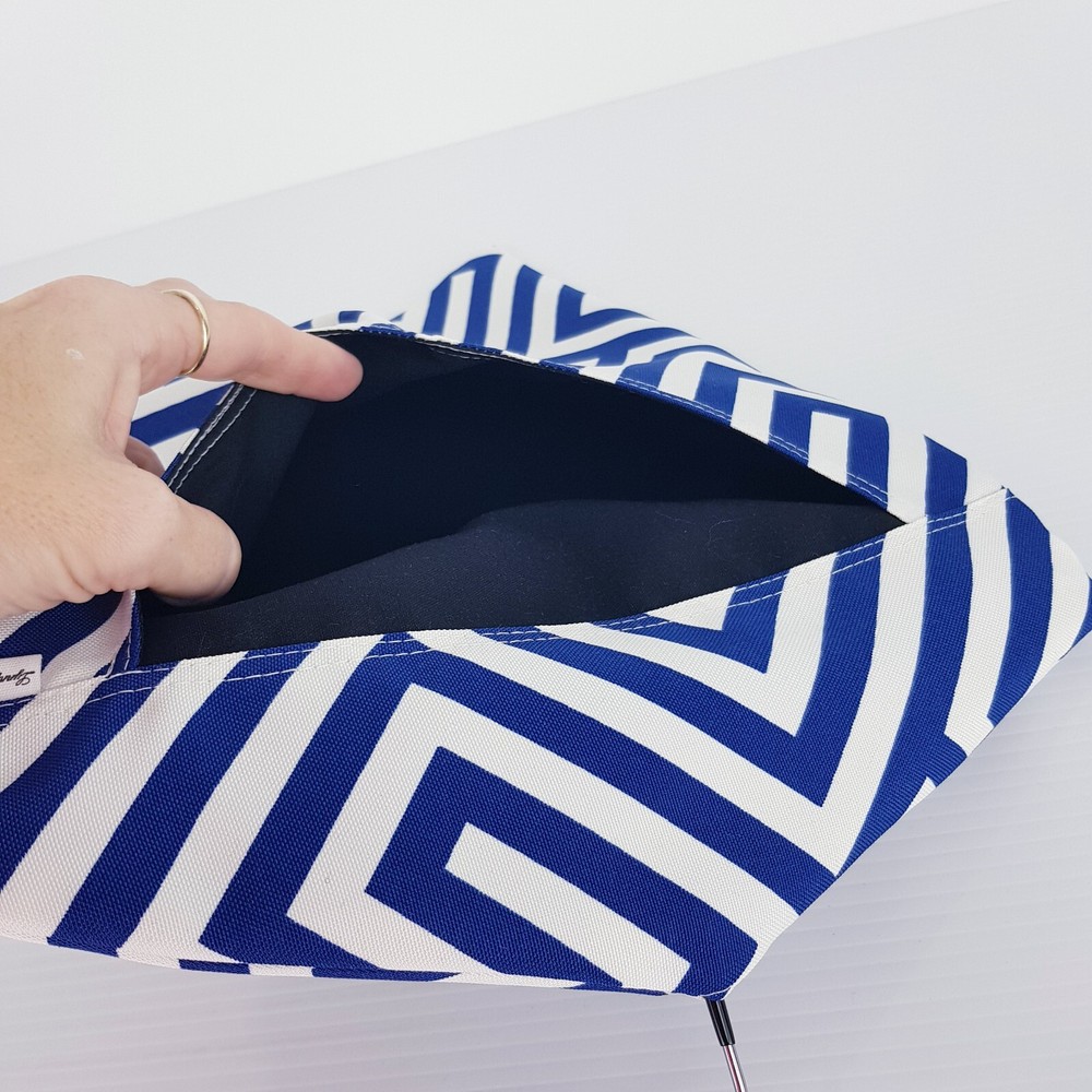 Peg Bag Handmade Navy Blue White Geometric Lined Laundry Clothes Peg Holder