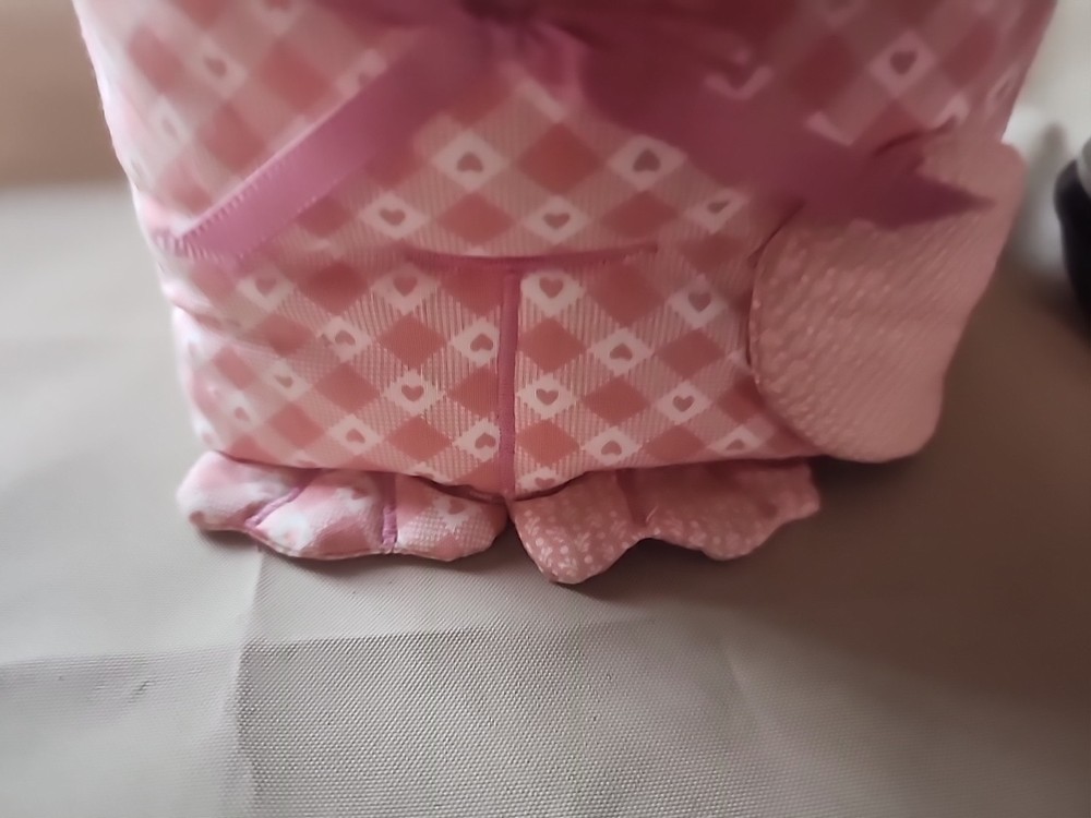 Hand Made Quilted Cat Tissue Box Cover Pink