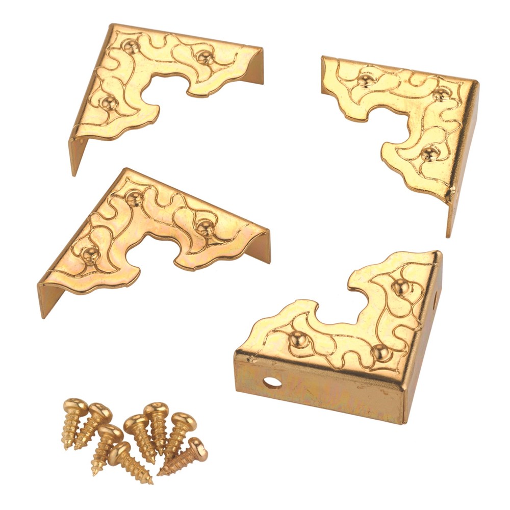 Highpoint Filigree Box Corners Brass 4-piece