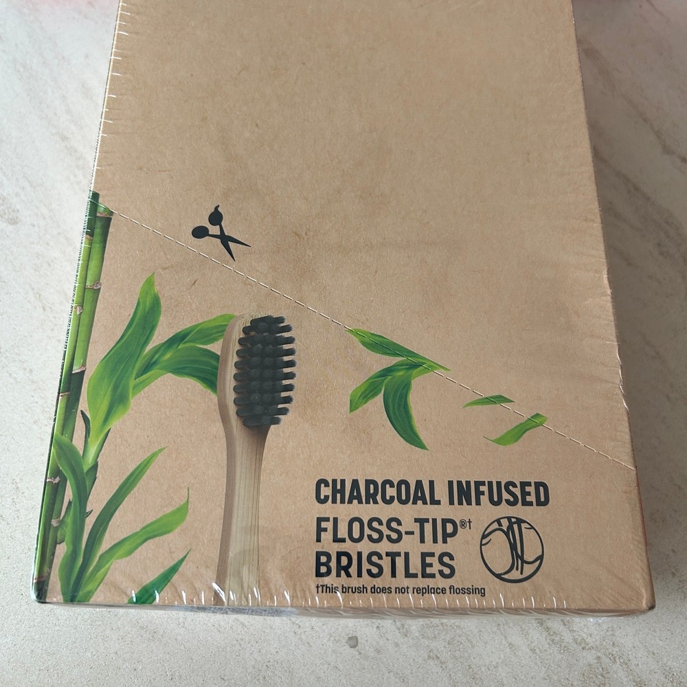Colgate Bamboo Charcoal Toothbrush - 6 Pack - Soft Floss-Tip Bristles - New