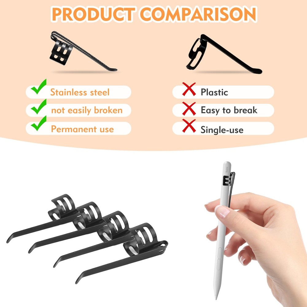 HRXMS 20 Pieces Replacement Flashlight Clip for Removable Accessories, Black