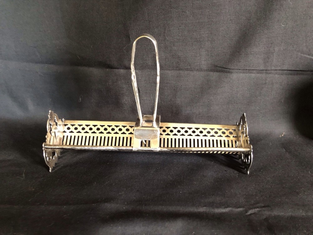 Hallmarked Silver Plate Sugar Cube Server With Tongs