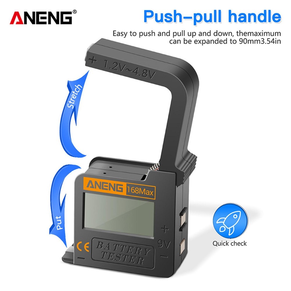 ANENG 168Max Digital Battery Capacity Checker Volt Checker For 9V AA AAA