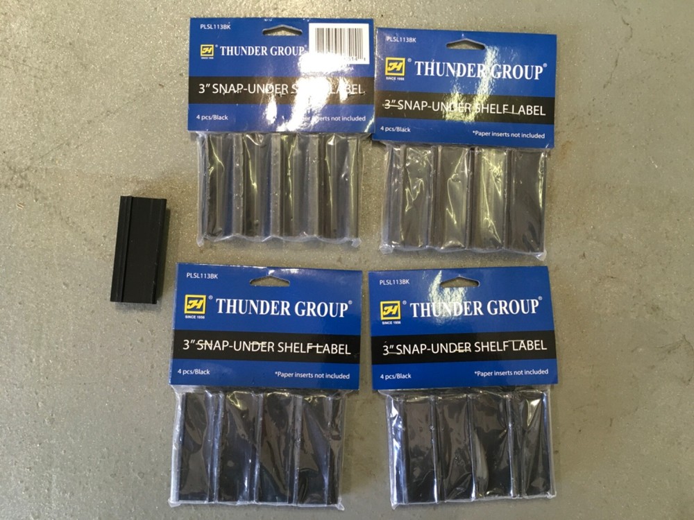 17 Pcs 3” Snap Under Shelf Label Black PLSL113BK Thunder Group