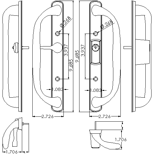 Patio Door Handle Set White PD3000 OFFWHITE-OFFSET