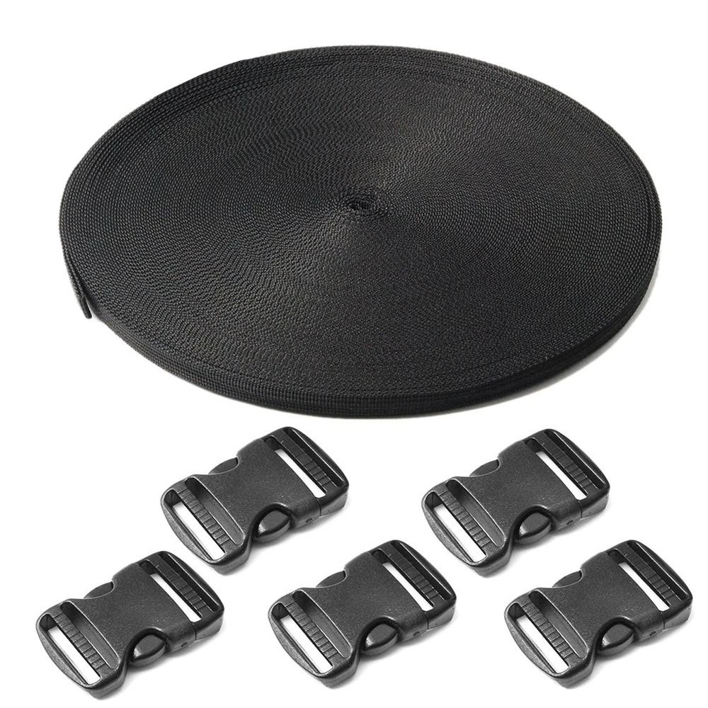 5 Pack 3/4" Side Release Buckle Dual Adjustable 5 Yards 3/4" Pp Strap