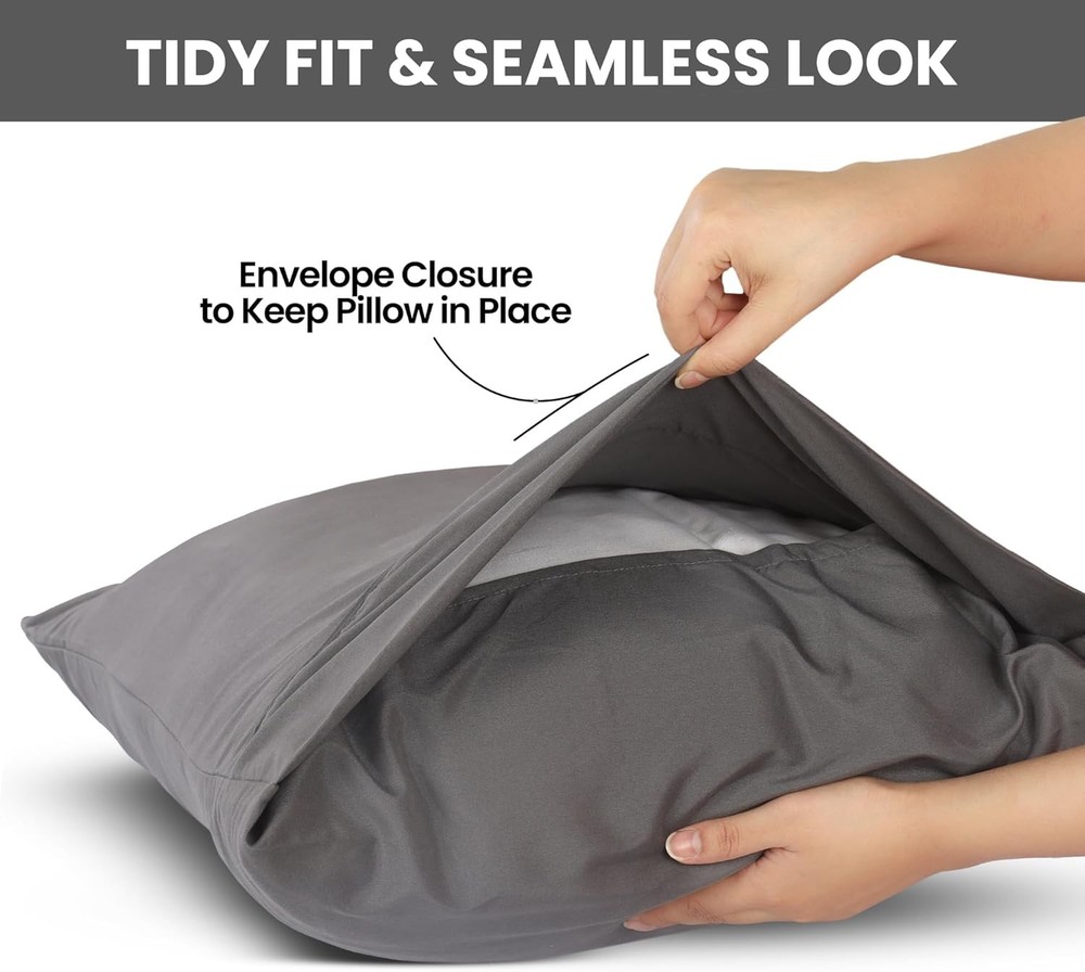 Queen Size 2-Pack – Soft Brushed Microfiber – 20x30 Inches (Grey)