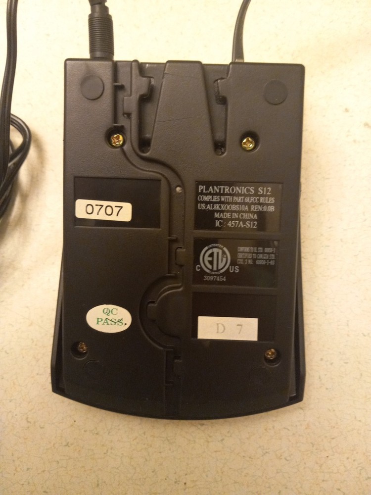 Plantronics S12 TelephoneHeadset Base with AC Adapter "Tested and functional"