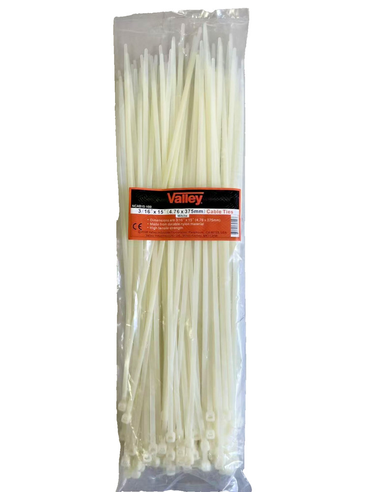 100Pc 3/16''x15'' Cable Ties White