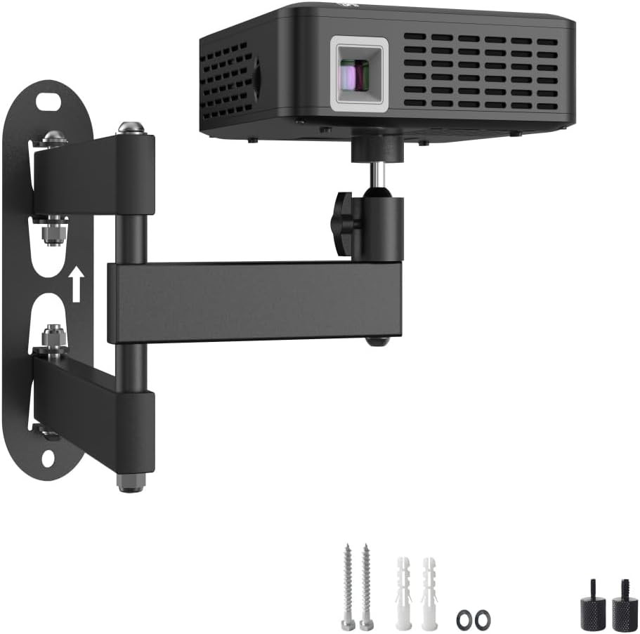 Universal Projector Wall Mount - 360° Rotation & Adjustable Tilt, Fits 1/4" S...