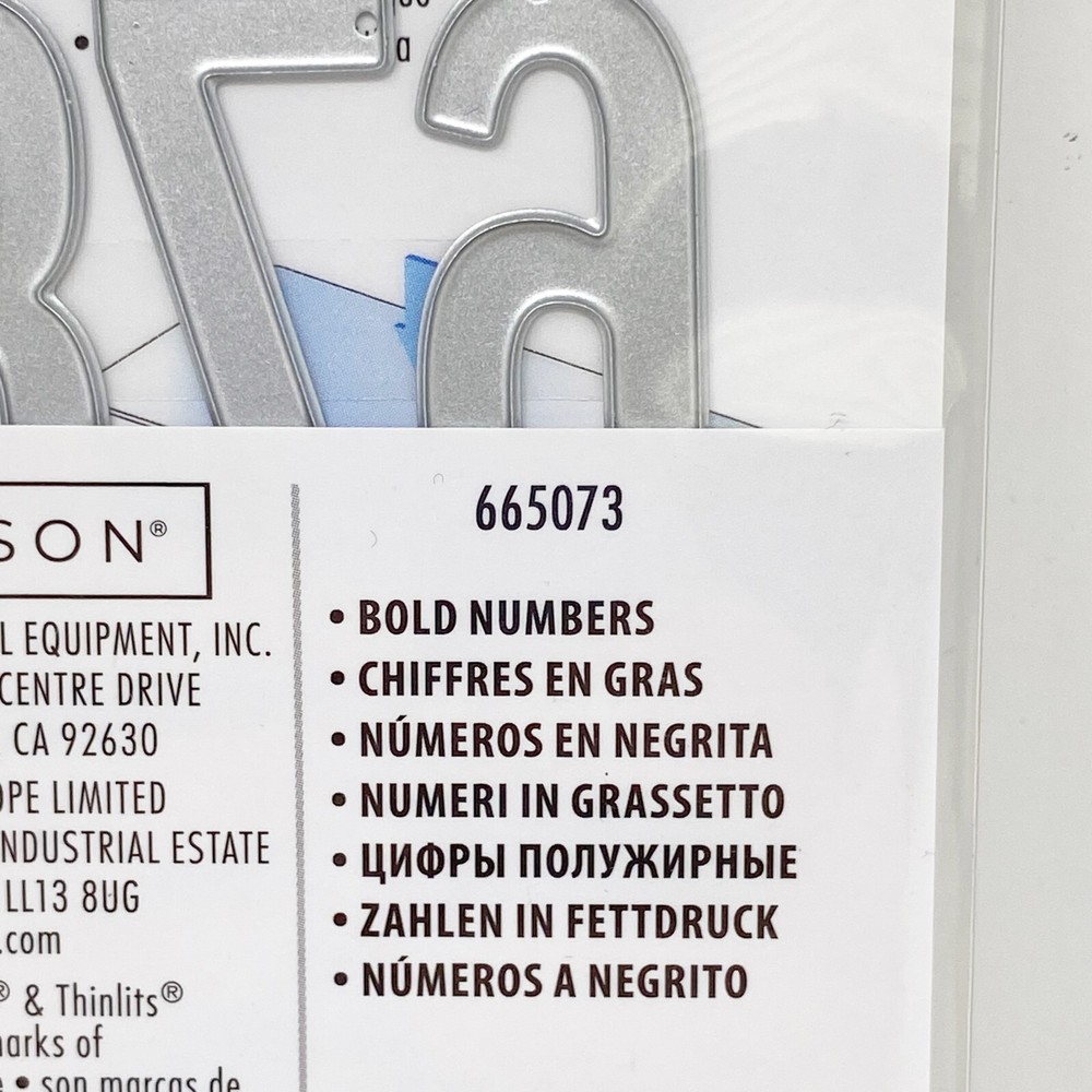 Sizzix Thinlits Cutting Dies Bold Numbers by Alison Williams Scrapbooking NEW