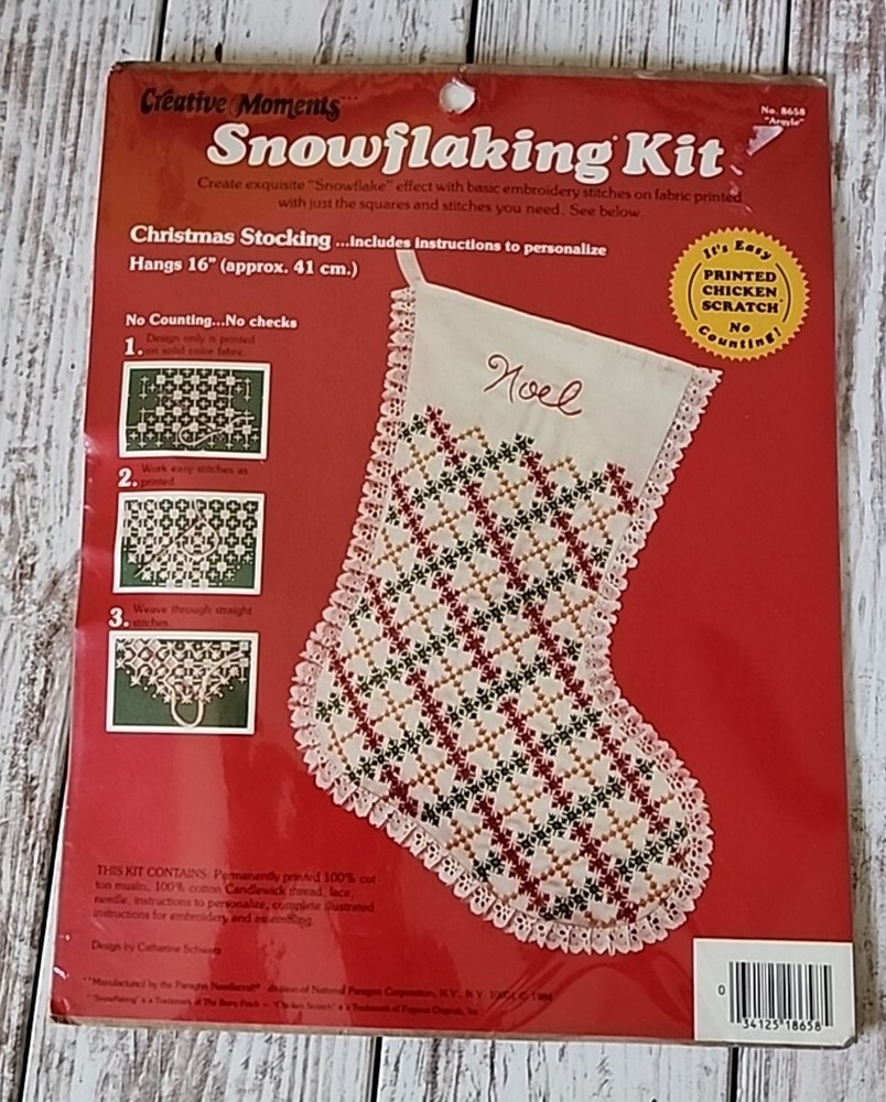 Snow Flaking Stocking Kit Basic Embroidery 1984 Pesonalized Instruction