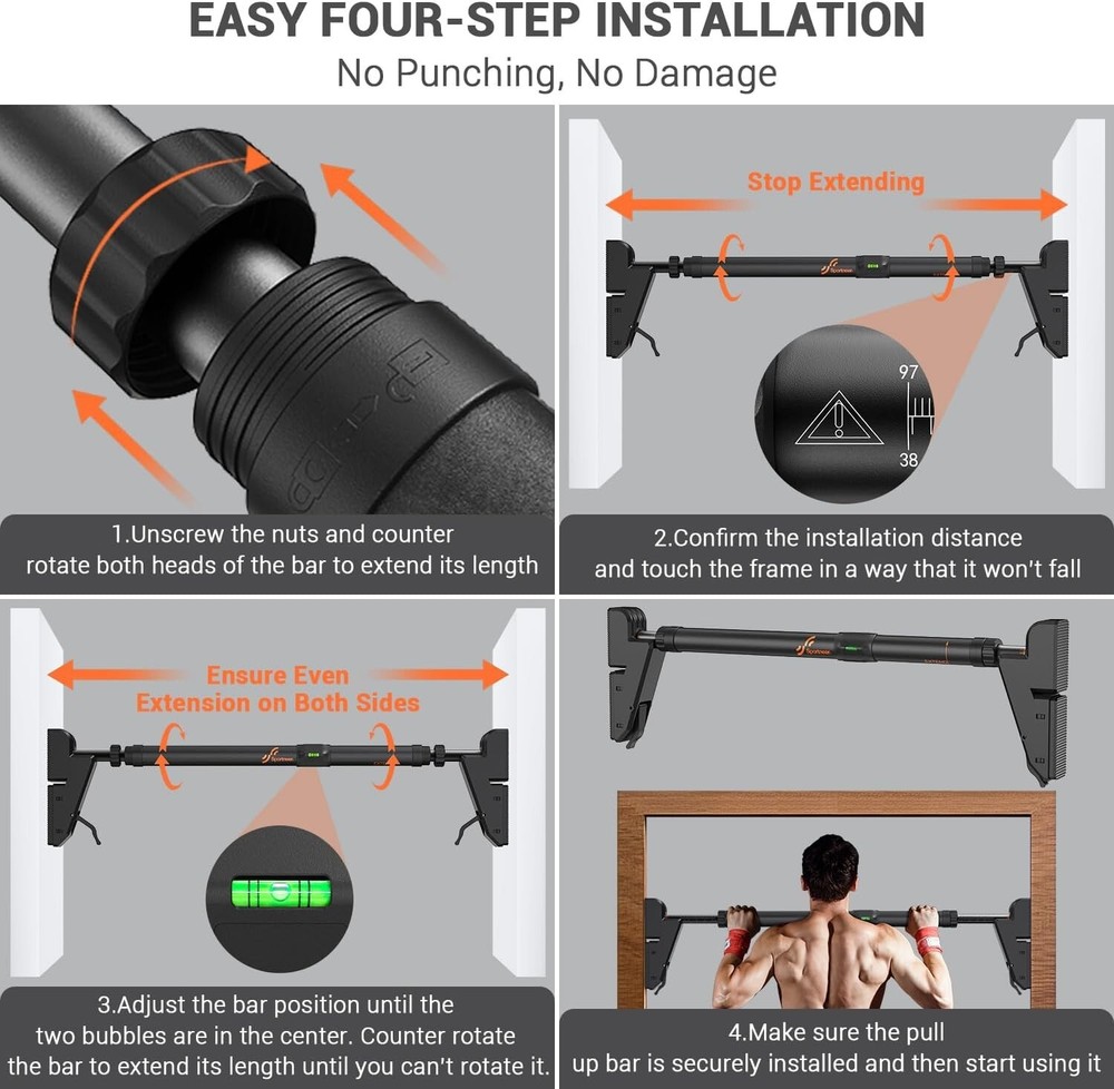 Sportneer Pull Up Bar: Adjustable Width Locking Mechanism Chin up Bar