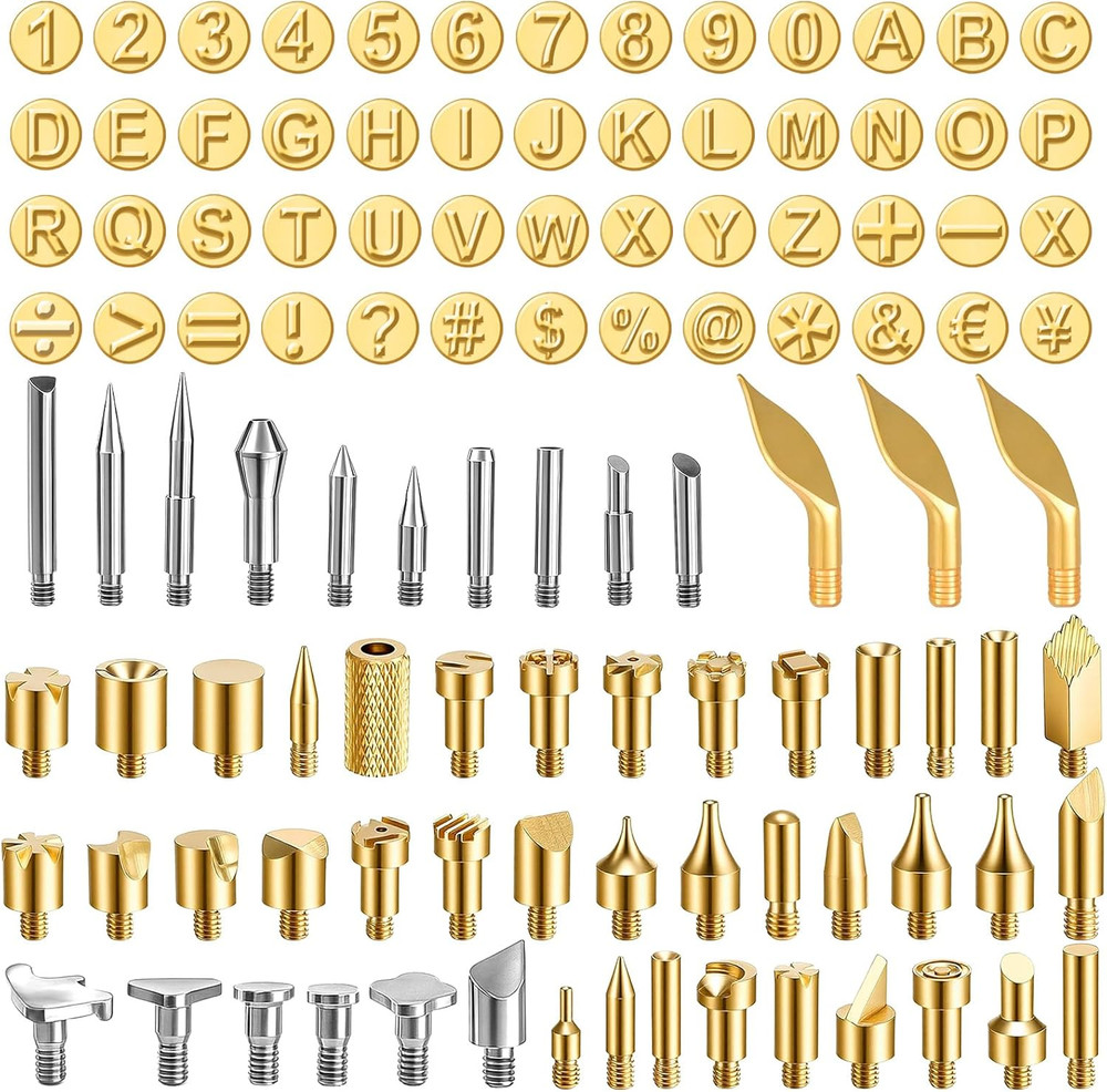 108 Pieces Wood Burning Tip Pyrography Complete Wood Burning Tip Set with Alphab