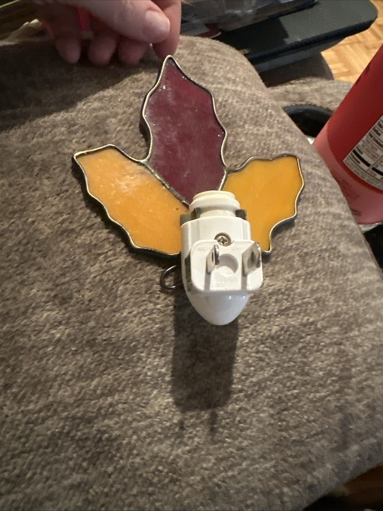 STAINED GLASS HARVEST NIGHT LIGHT FALL LEAf Autumn Works