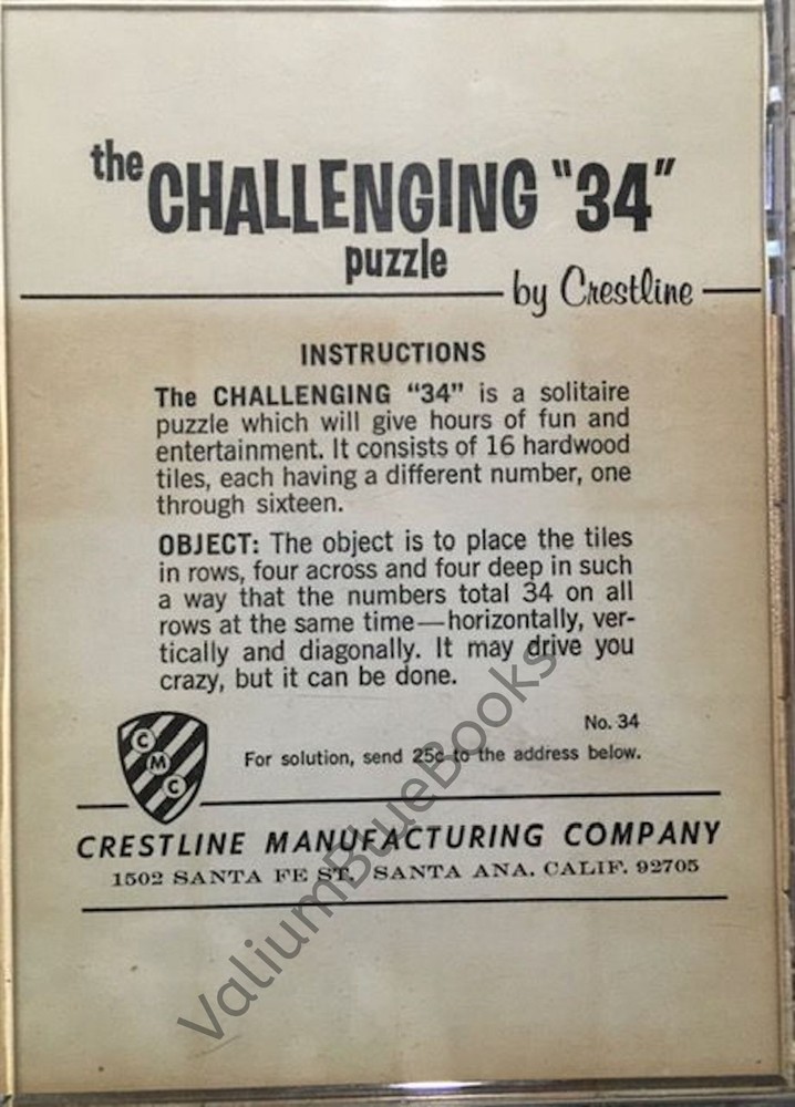 The Challenging "34" Puzzle by Crestline