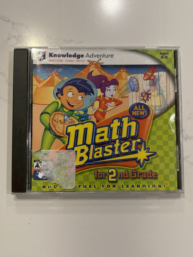 Math Blaster For 2nd Grade PC MAC CD kids learn problems fractions game Ages 6-8