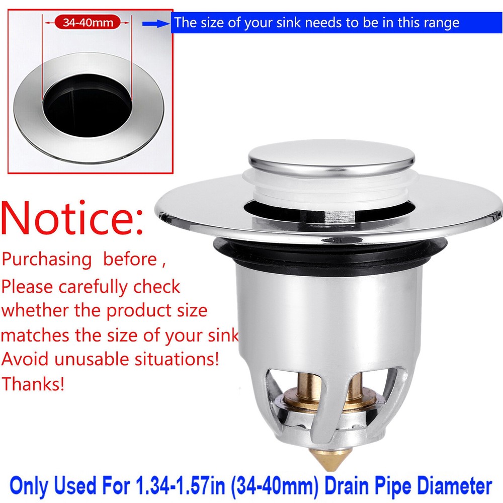 2 PCS Universal Bathroom Sink Stopper Pop-Up Drain Filter Wash Basin Core US