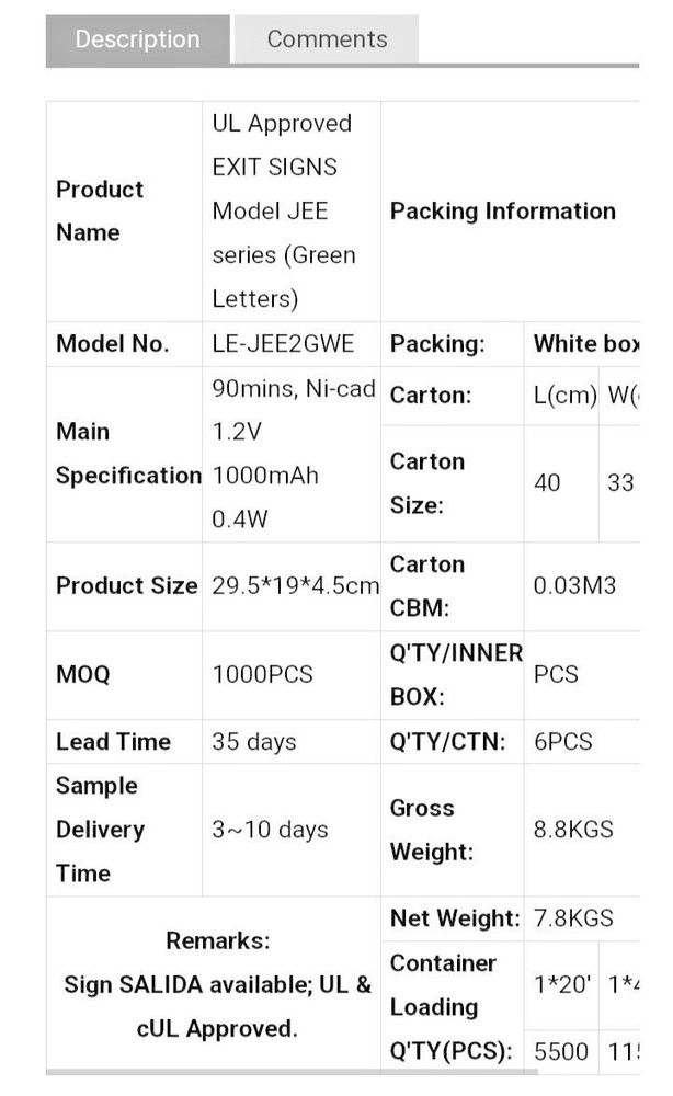 SPECTSUN Double Sided Faced Red Exit Sign with Arrows Model JEE2RWE