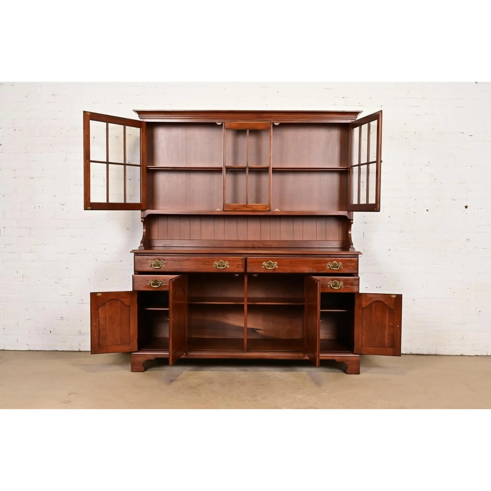 Henkel Harris American Colonial Solid Cherry Wood Breakfront or Sideboard Buffet