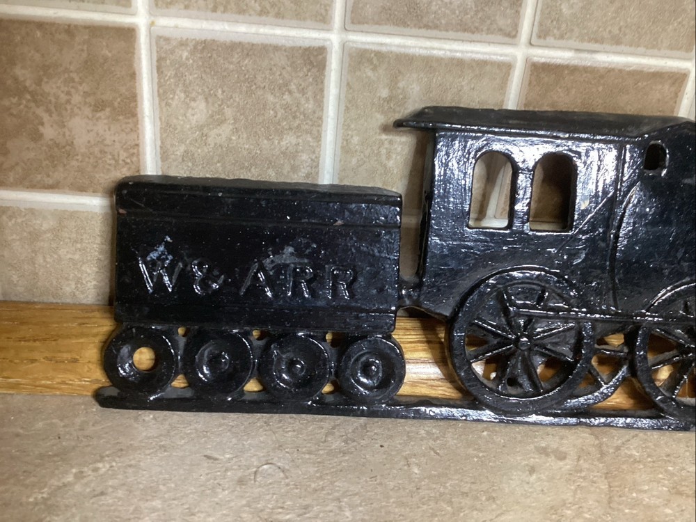 Vintage W & ARR Cast Iron Train Wall Plaque 12" Long.