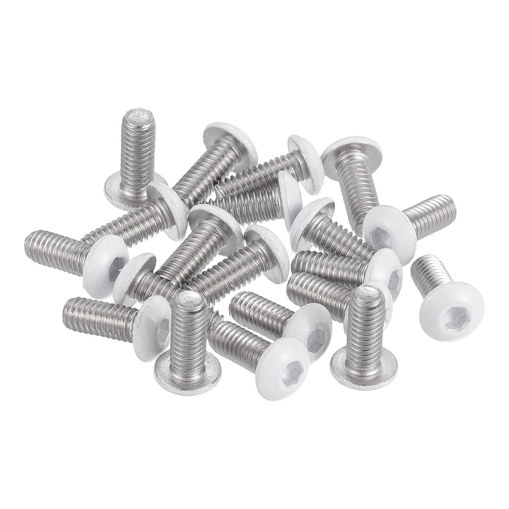 20 Pcs M4-0.7 x 10mm Button Head Socket Cap Screw Machine Screw, White
