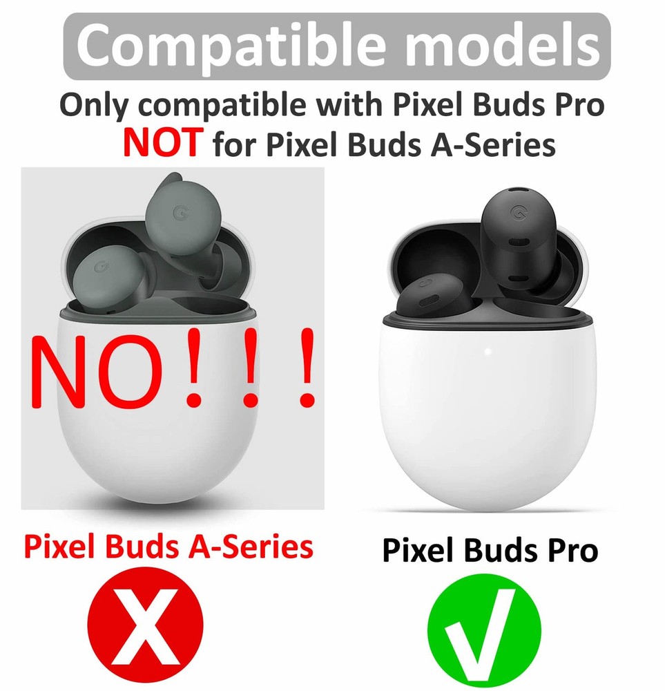 6 Pairs Eartips Compatible with Pixel Buds Pro Ear Tips Buds, S/M/L, black