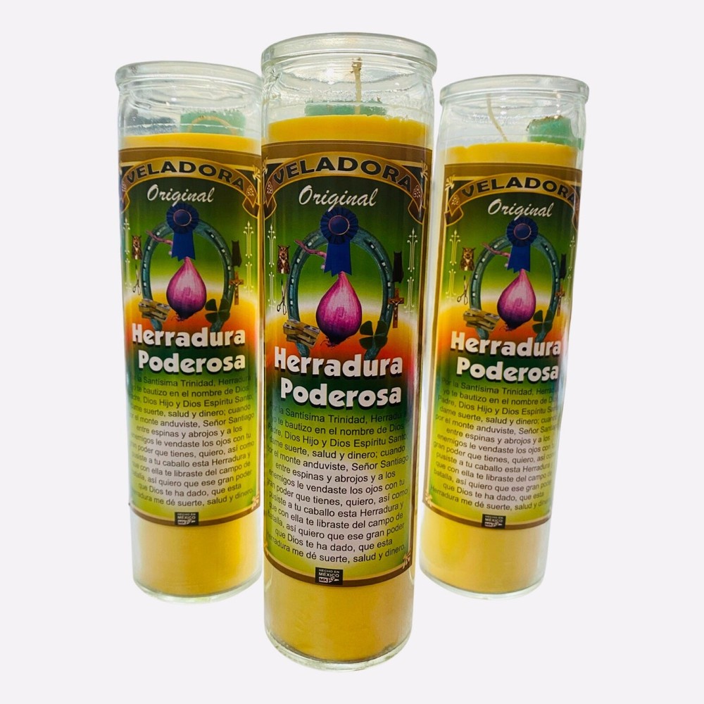 3x Set, Herradura Poderosa Veladora, Powerful Horseshoe Fixed Candle. For good L
