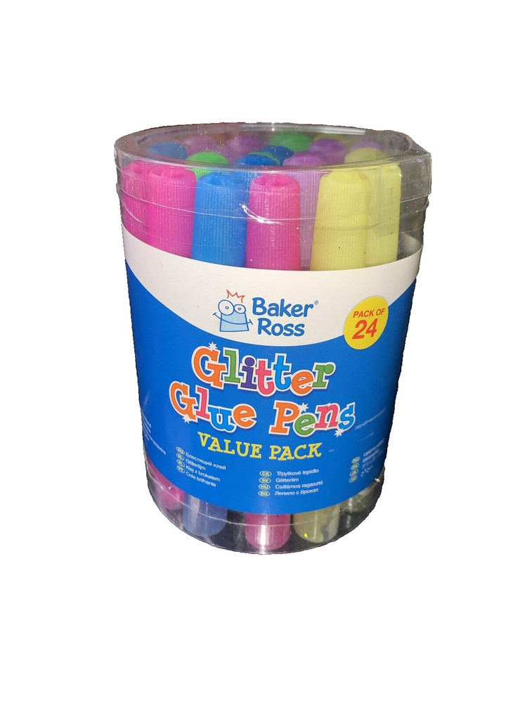 Baker Ross glitter glue pen value pack 24