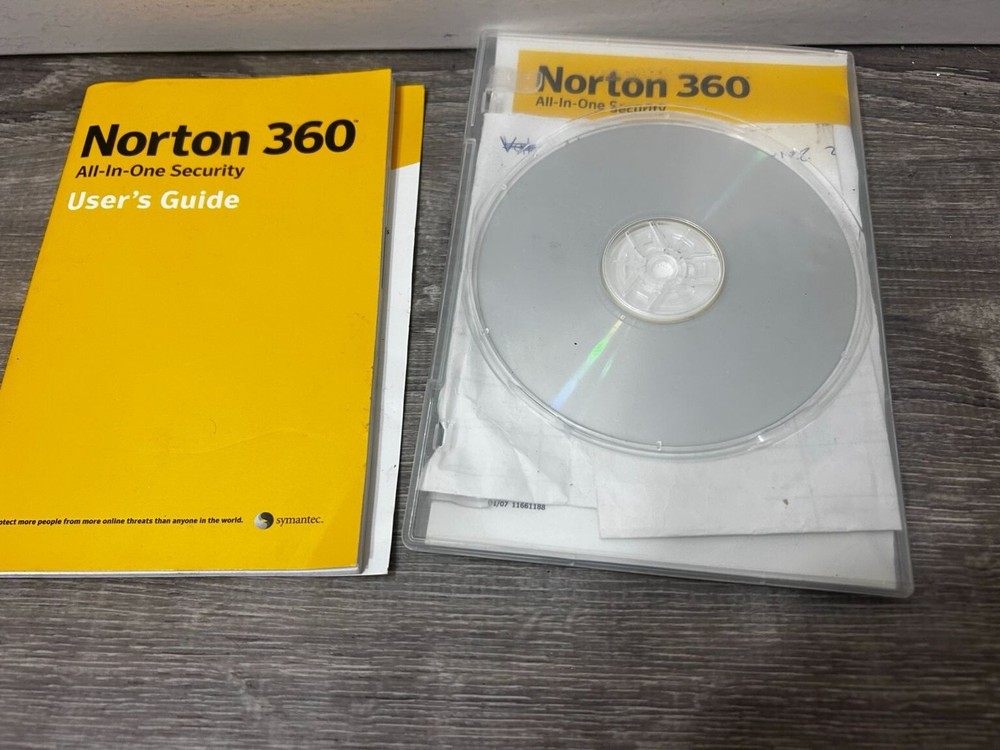 Norton 360 Antivirus Software CD With Manuel Guide Book