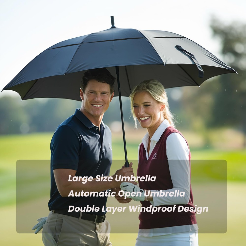 Extra Large Golf Umbrella 62 Inch Automatic Open Windproof Waterproof Canopy