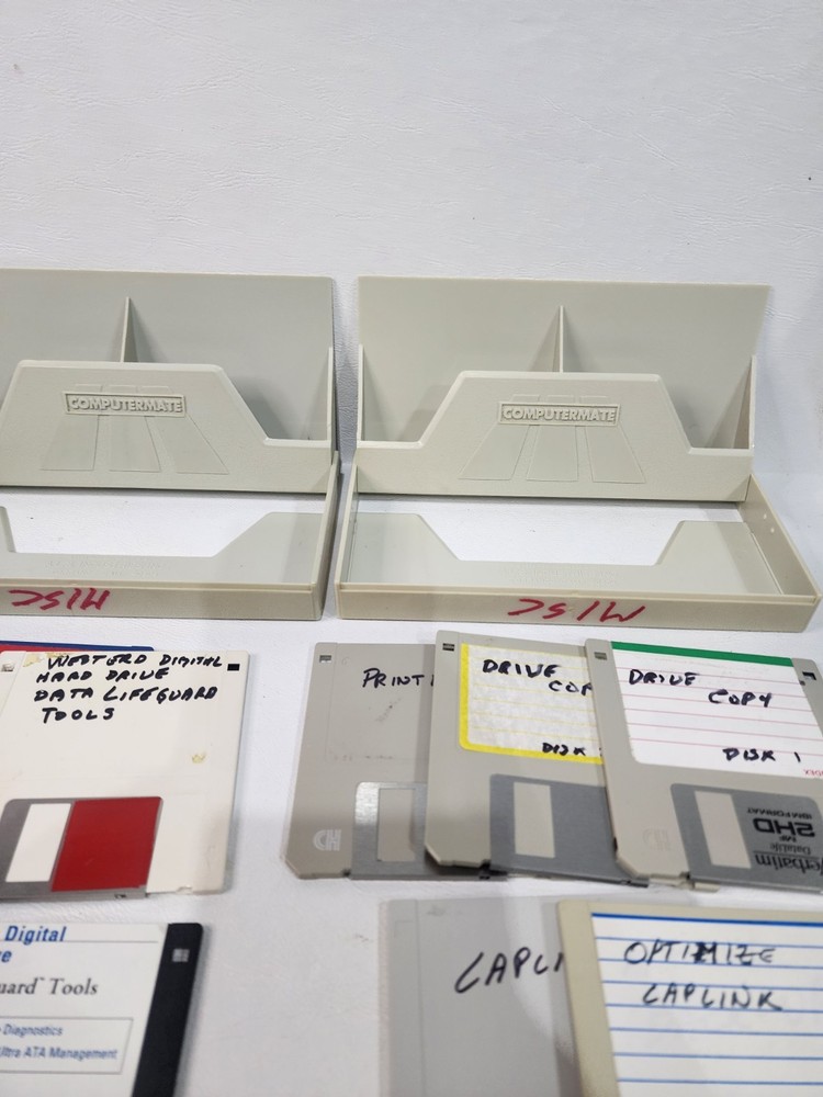 2 Computermate Floppy Disk Cases & 10 Misc 3.5 Floppy Disks