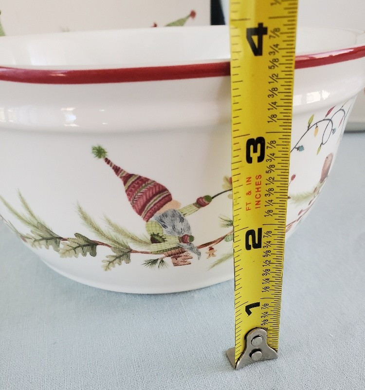 Pottery Barn Forest Gnome Three Mixing Bowls Nesting 3 pc Set with Original Box