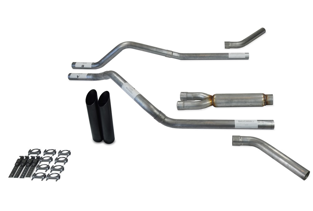 Chevy Blazer 95-99 2.5" Dual Exhaust Kits Glasspack Corner Exit Black Tips