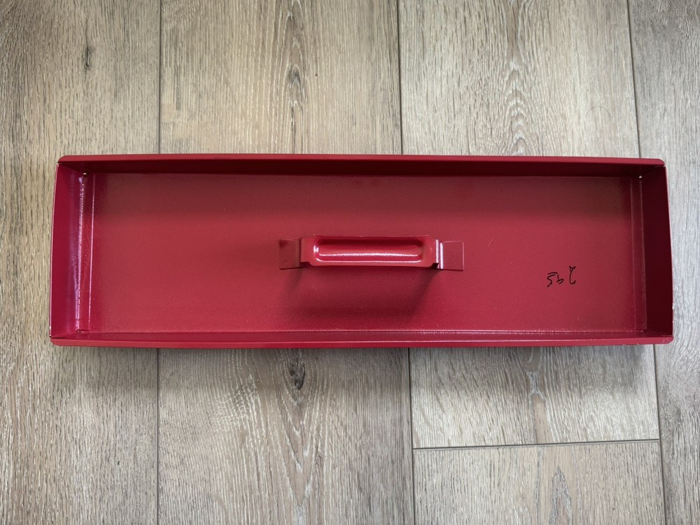 Vintage METAL TOOLBOX Industrial tool chest caddy box tray red pull out