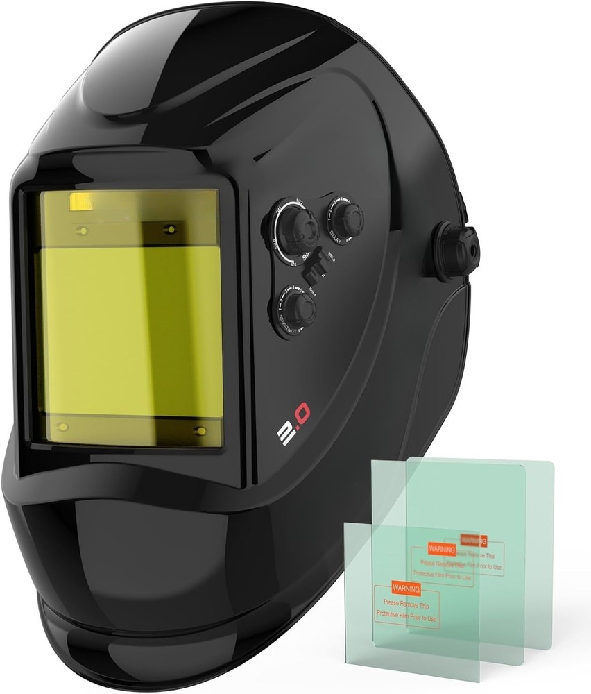 Auto-darkening welding helmet, blue light blocking, solar-powered welding visor