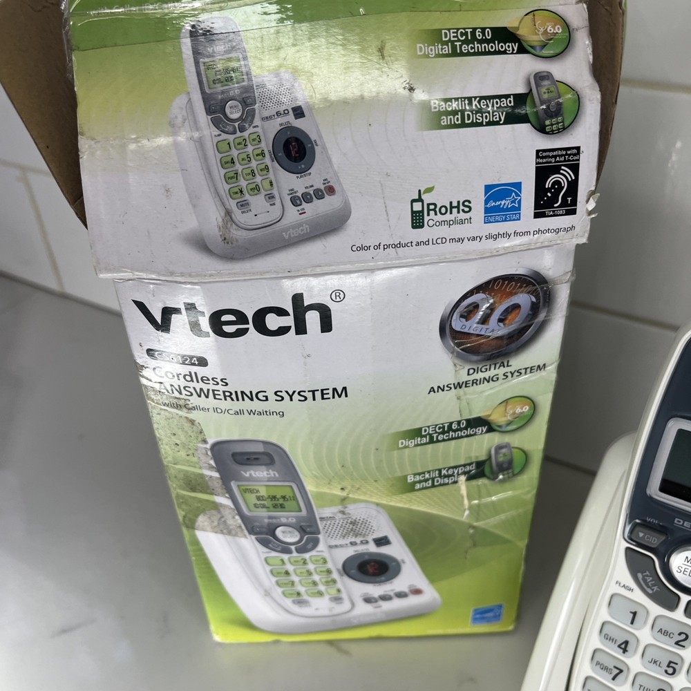 VTECH *CS6124* 1 HANDSET CORDLESS DIGITAL ANSWERING SYSTEM WHITE Open box