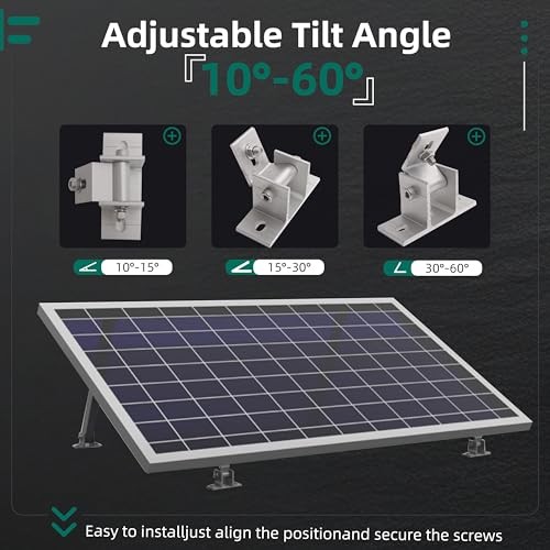 Pack Adjustable Solar Panel Tilt Mount Bracket Base, Tilt Angle 10° 4 Silver