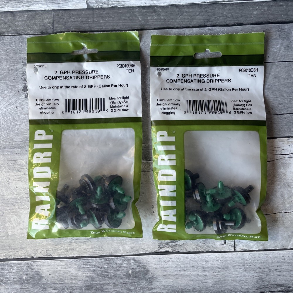 2-10 piece Rain Drip System PC8010OSH 2GPH Pressure Compensating Drippers. New