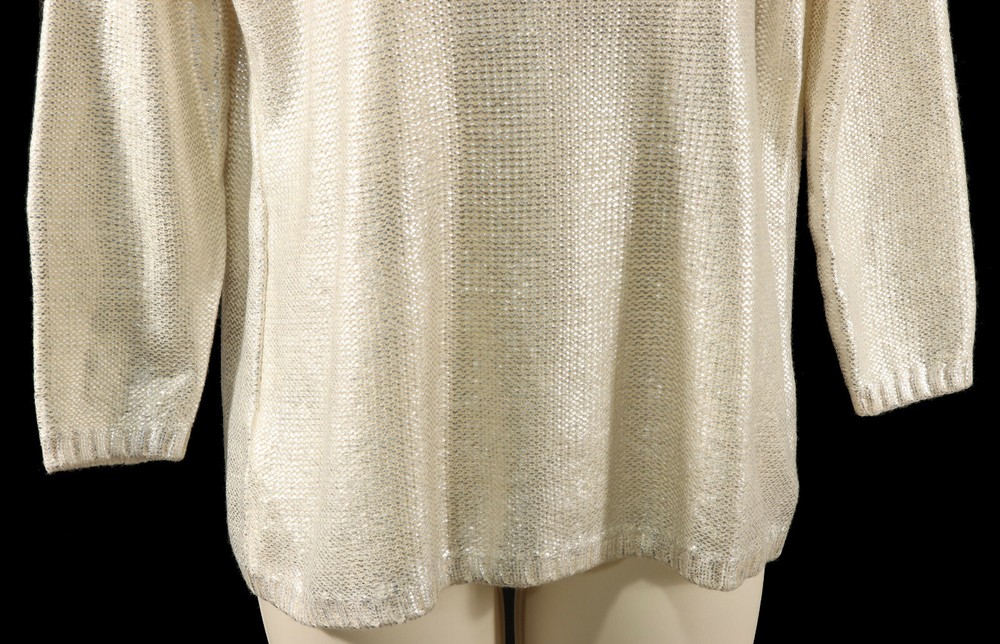Charming Charlie Womens Rock Chic Sweater M Medium Metallic Silver Pullover NEW