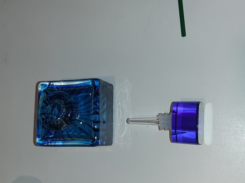 Murano Perfume Bottle Cobalt Blue Stripes Square