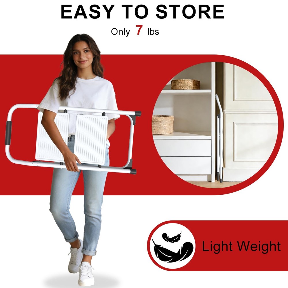 2 Step Ladder for Kitchen Step Stool, Lightweight Folding Step Stool with Cur...