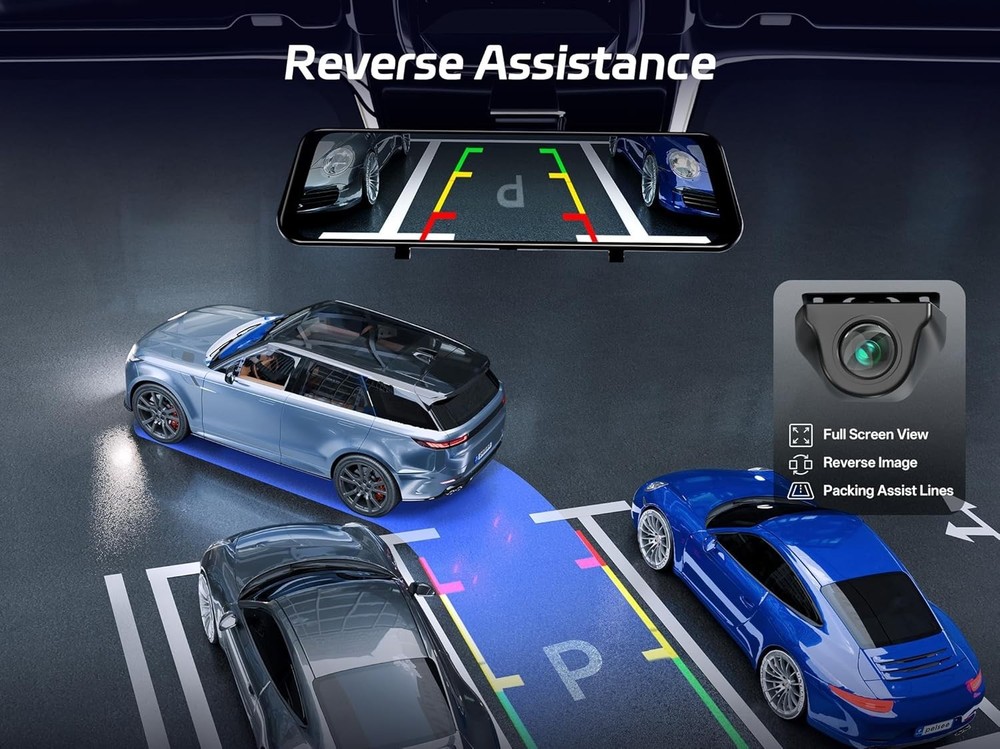 High-Resolution S12 Pro Mirror Dash Cam - Navigation & Voice Control Included