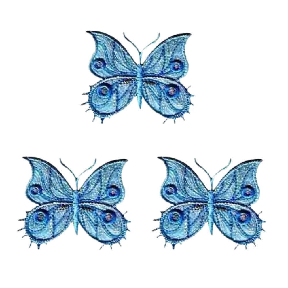 Fancy Sparkle Butterfly Iron On Patch – Large: BLUE