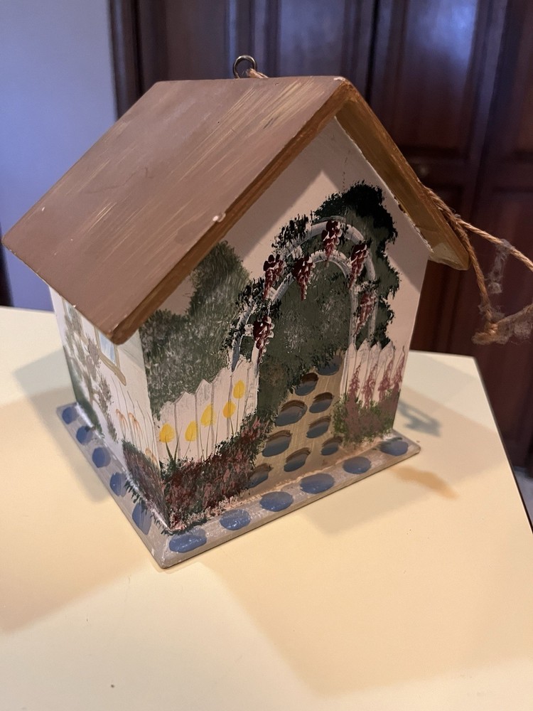 hand painted bird house decoration