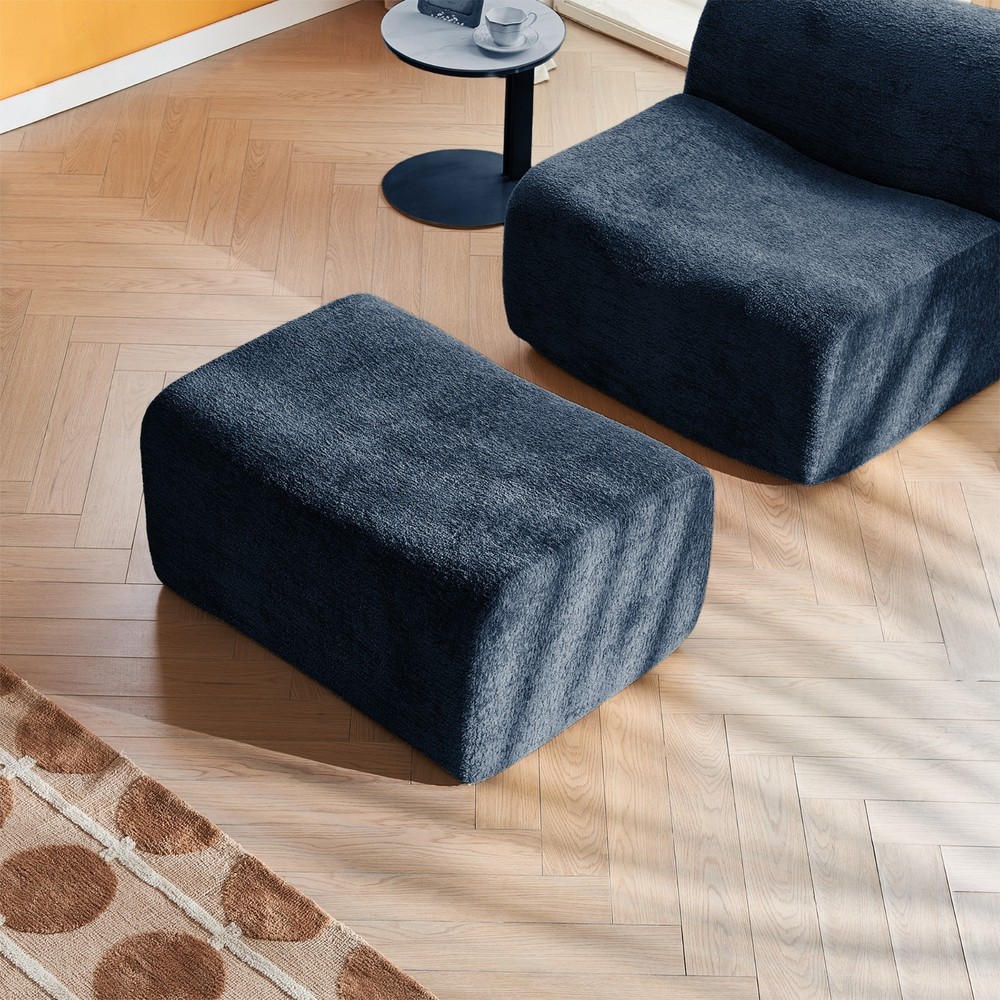 Space-Saving Single Foam Sofa Chair with Footrest & Pillow