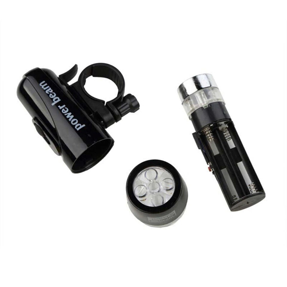 Bike Headlight White LED Flash Modes AAA Battery Power Handlebar Mount Universal