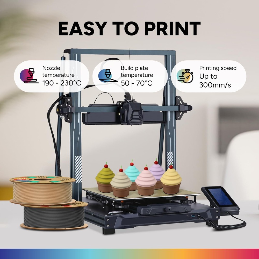 OVERTURE 6KG Bundle Matte PLA 3D Printer Filament 1.75mm, Matt Surface & Low ...
